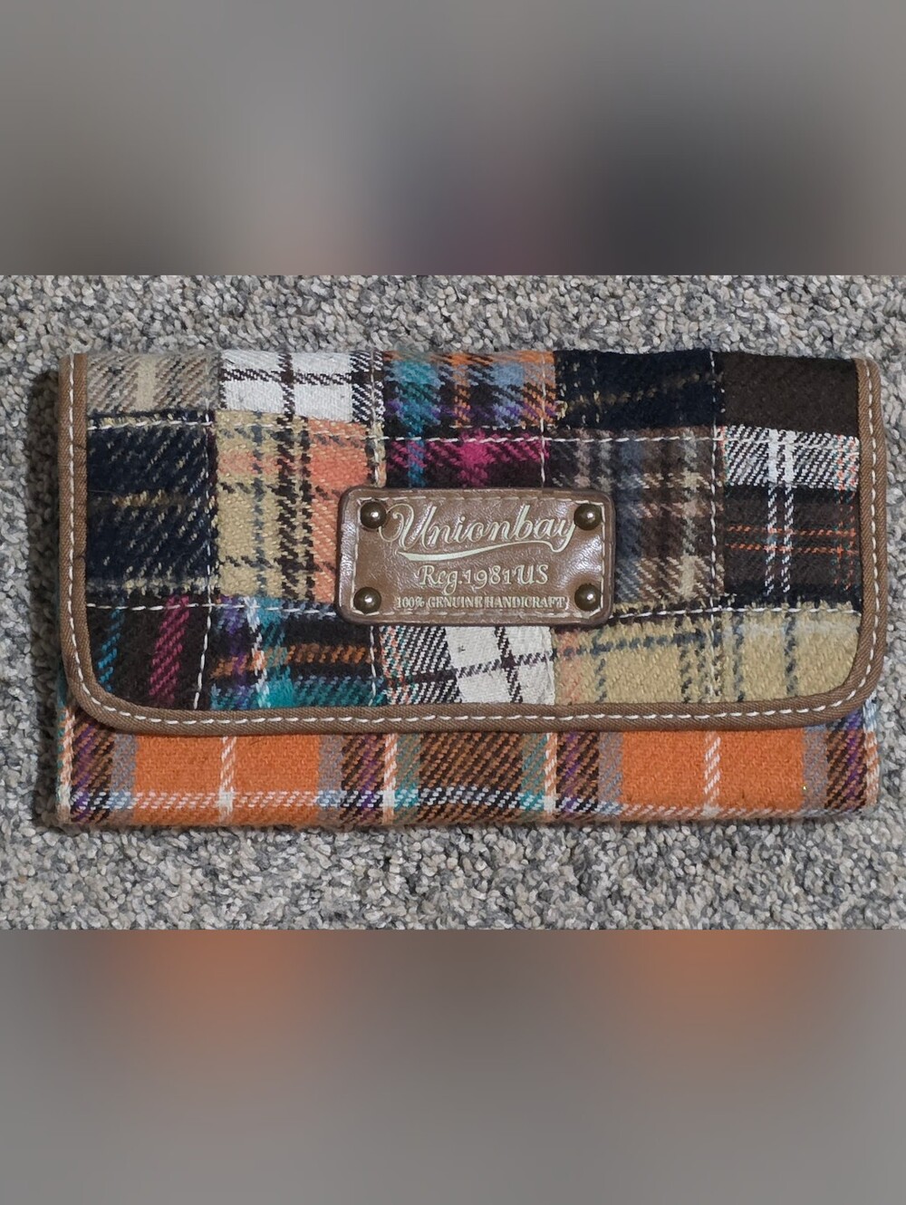 Unionbay Vintage Y2K Patchwork Plaid Multicolor Tweed Wallet